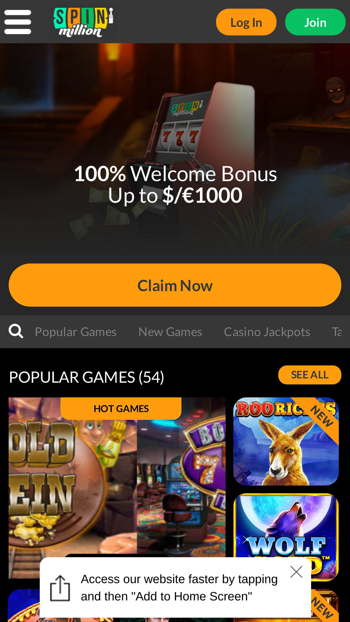 Spin Million mobile Screenshot Spin Million mobile Screenshot