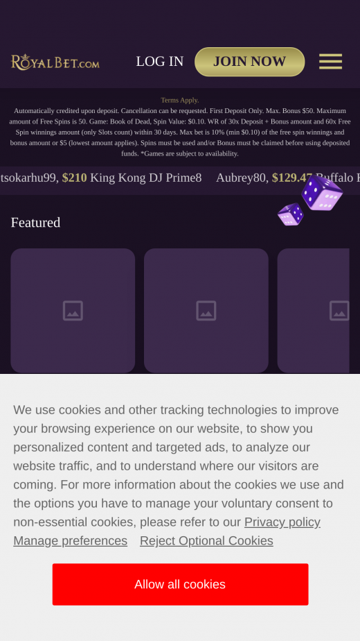 Royalbet mobile Screenshot