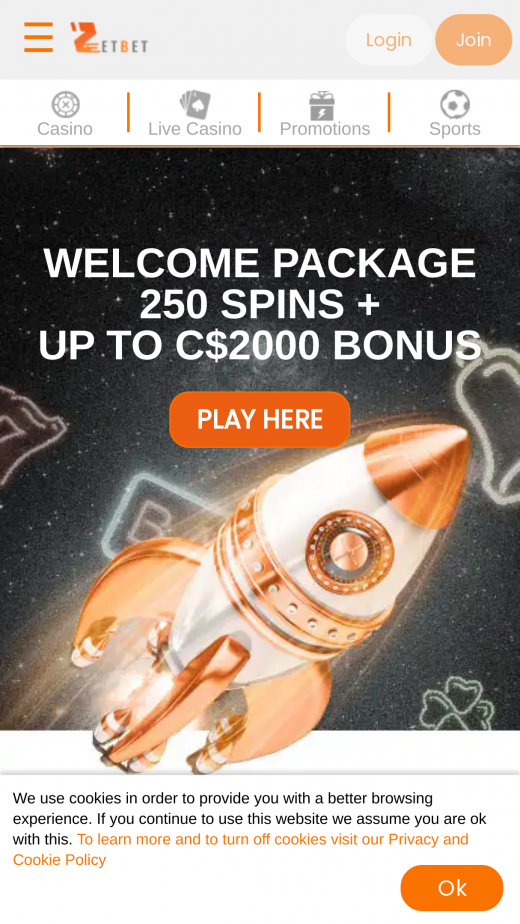 Zetbet Mobile Casino Screenshot