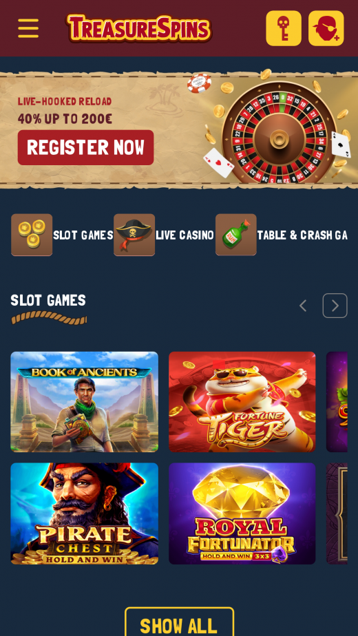 Treasure Spins mobile Screenshot